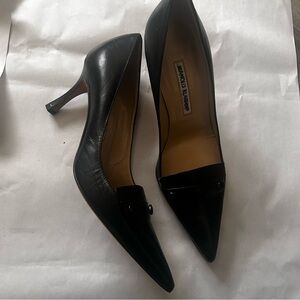 Manolo Blahnik Black Leather Heels